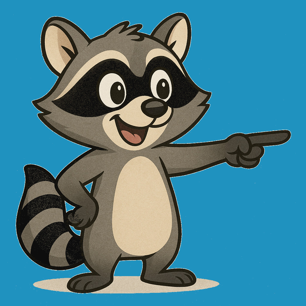 Pointing Racoon Blue